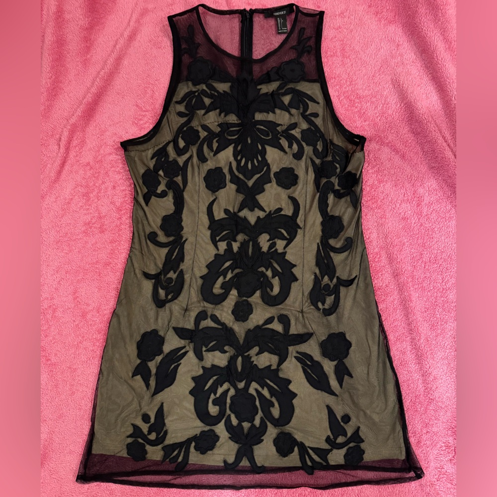 Sheer Black Floral Dress